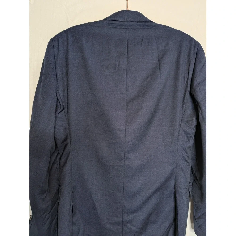 Calvin Klein Extreme‎ Slim Fit Mens Navy Plaid Wool Sport Coat Blazer 44R